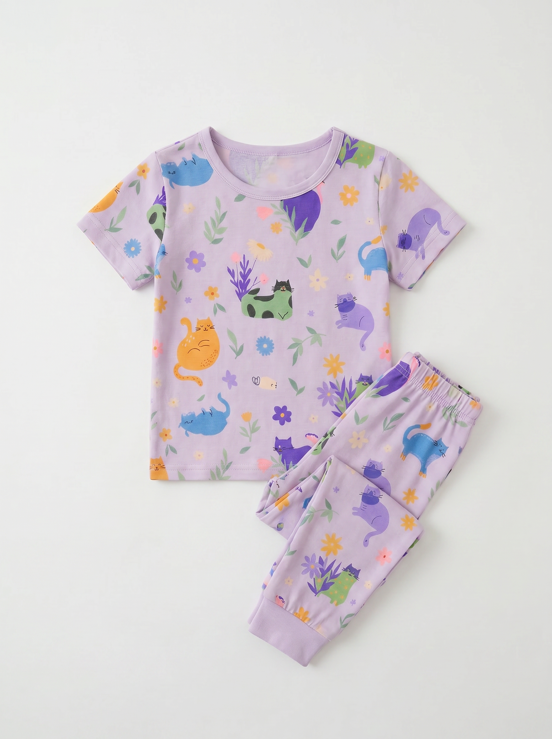 Lilac Blossom Whiskers Short Sleeve Set
